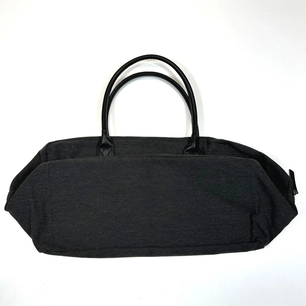 John Varvatos Mens Charcoal Gray Canvas Duffel Bag Weekend Travel Carryon Logo